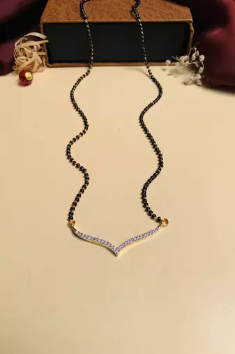 Latest gold plated american diamond mangalsutra