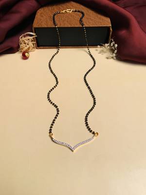 Latest gold plated american diamond mangalsutra 3