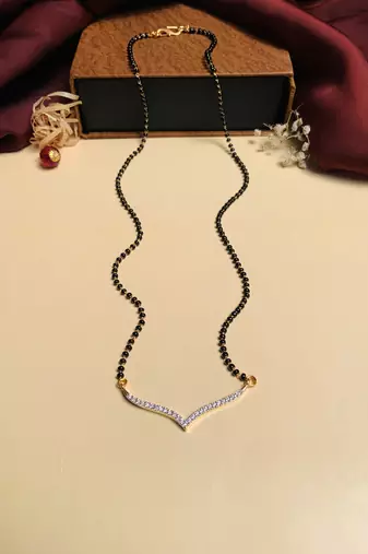 Latest gold plated american diamond mangalsutra