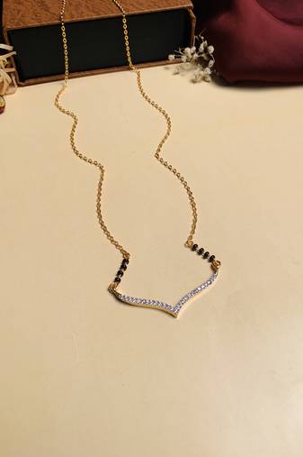 Latest gold plated american diamond mangalsutra