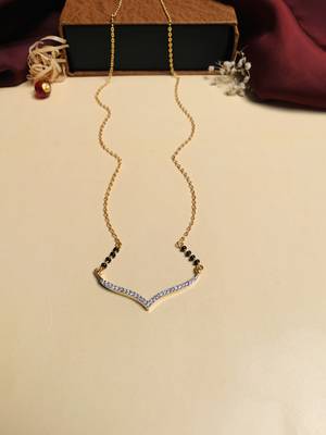 Latest gold plated american diamond mangalsutra 2