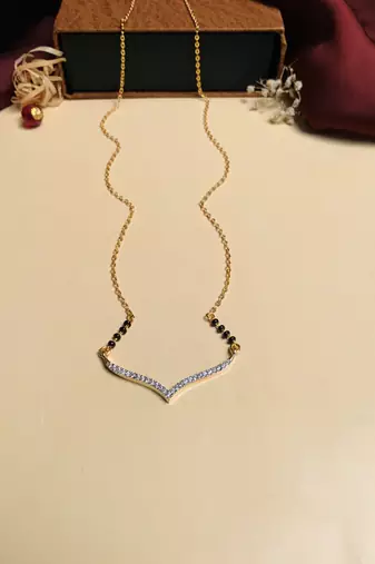 Latest gold plated american diamond mangalsutra
