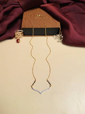 Latest gold plated american diamond mangalsutra 3
