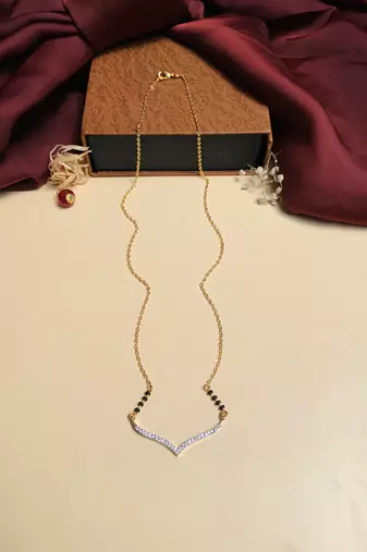 Latest gold plated american diamond mangalsutra