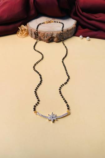 Latest gold plated american diamond mangalsutra