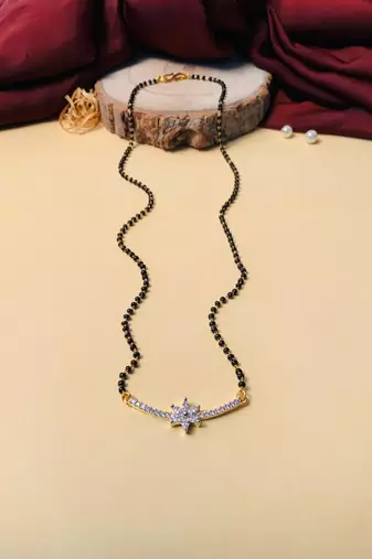 Latest gold plated american diamond mangalsutra