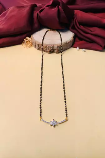 Latest gold plated american diamond mangalsutra