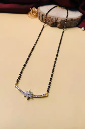 Latest gold plated american diamond mangalsutra