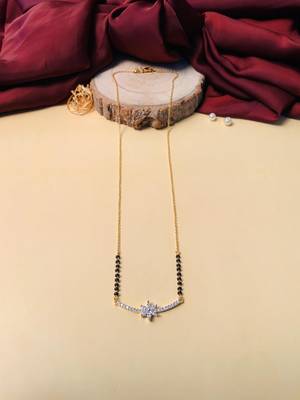 Latest gold plated american diamond mangalsutra 1