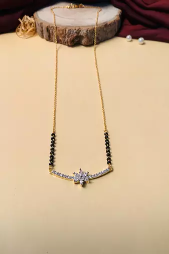 Latest gold plated american diamond mangalsutra