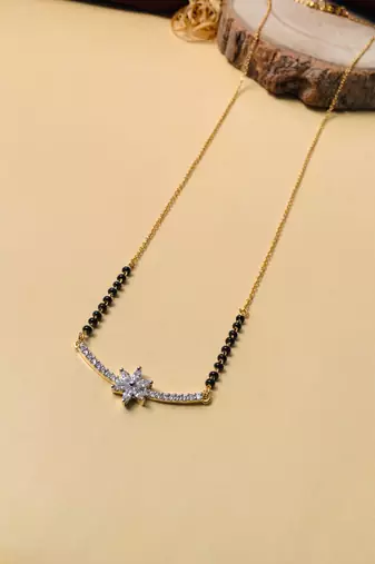 Latest gold plated american diamond mangalsutra