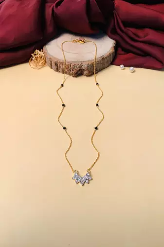 Latest gold plated american diamond mangalsutra
