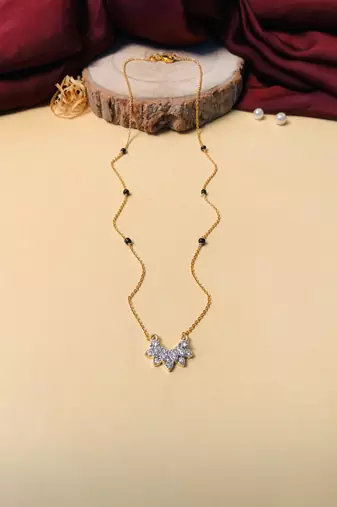 Latest gold plated american diamond mangalsutra