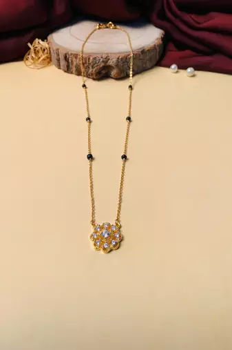 Latest gold plated american diamond mangalsutra