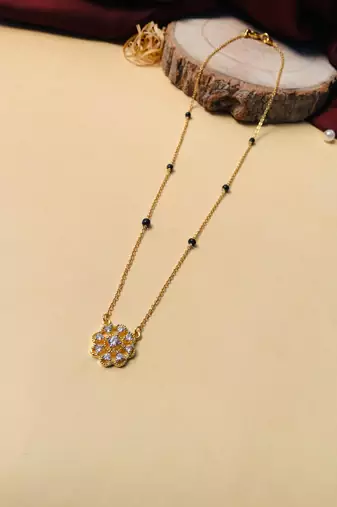 Latest gold plated american diamond mangalsutra