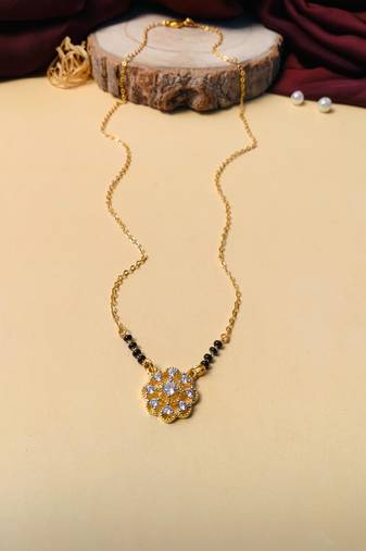 Latest gold plated american diamond mangalsutra