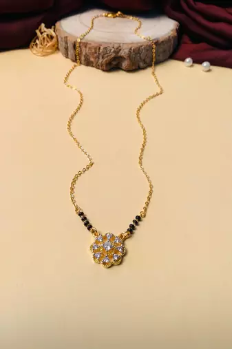 Latest gold plated american diamond mangalsutra