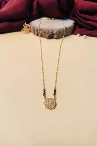 Latest gold plated american diamond mangalsutra