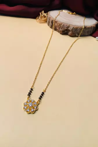 Latest gold plated american diamond mangalsutra