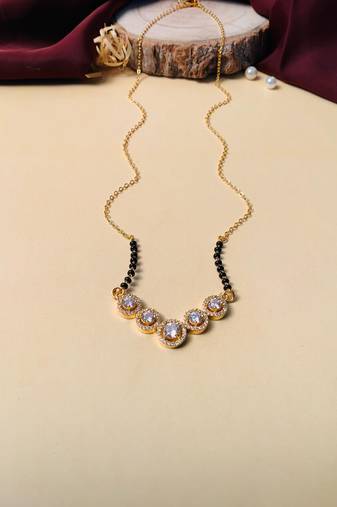 Latest gold plated american diamond mangalsutra