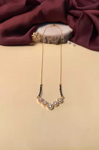 Latest gold plated american diamond mangalsutra