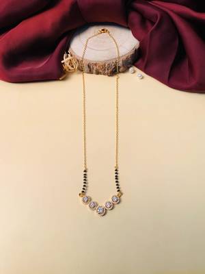 Latest gold plated american diamond mangalsutra 3