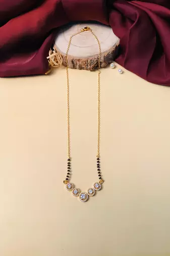 Latest gold plated american diamond mangalsutra