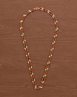 Golden pearl coral multicolour mala one gram gold 2