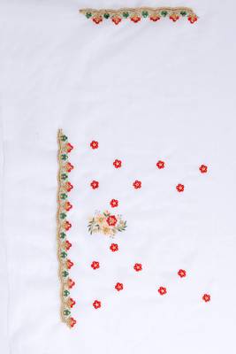 White Embroidered Georgette Saree With Blouse Piece 4