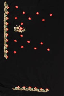Black Embroidered Georgette Saree With Blouse Piece 4