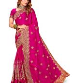 Pink Embroidered Satin Saree With Blouse Piece