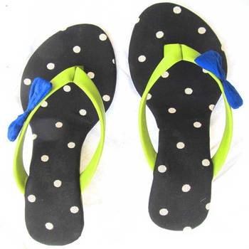 Black Plain Cotton V Style Sandal heels 1