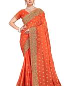 Peach Embroidered Georgette Saree With Blouse Piece