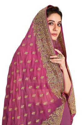 Pink Embroidered Georgette Saree With Blouse Piece 2