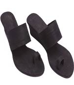 Black Plain Raw silk open Sandal heels