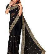 Black Embroidered Georgette Saree With Blouse Piece