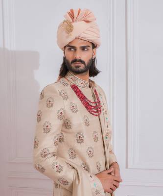 Beige lahore sherwani 4