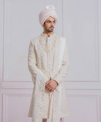 Off white turbat sherwani 1