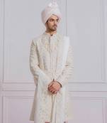 Off white turbat sherwani