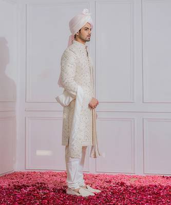 Off white turbat sherwani 2