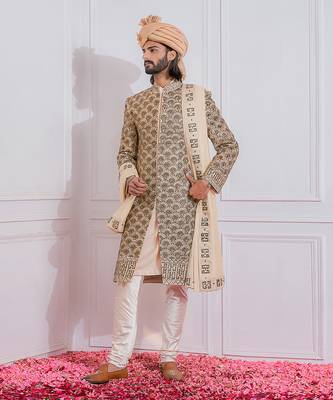 Gold nawabshah sherwani 1