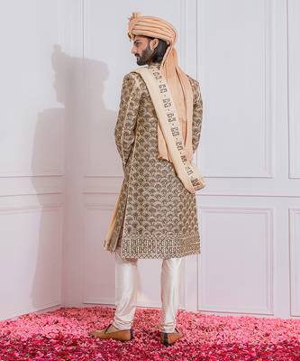 Gold nawabshah sherwani 2