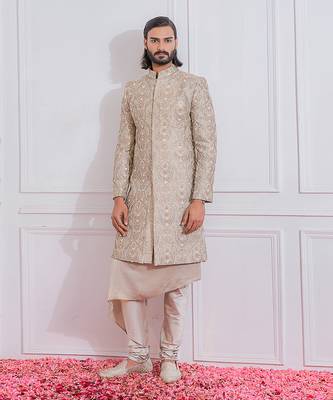 Dusty grey sukkur sherwani 1