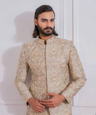 Dusty grey sukkur sherwani 2