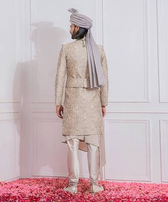 Dusty grey sukkur sherwani 3