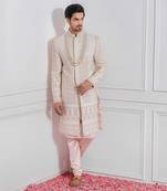 Off white sadiqabad sherwani