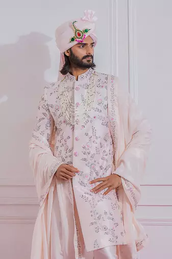 Powder pink karachi sherwani