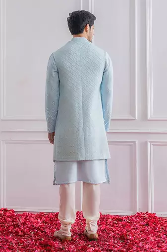 Powder blue bahawalpur bandi set