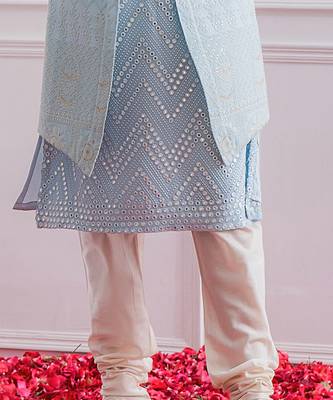 Powder blue bahawalpur bandi set 4