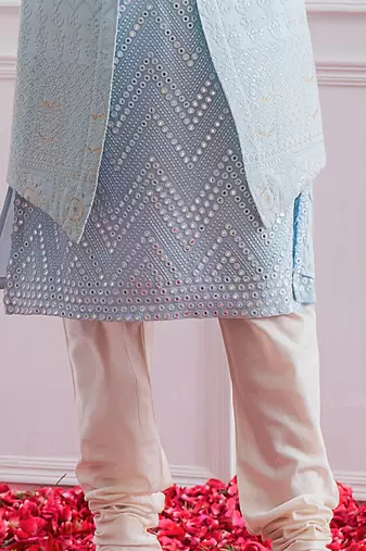 Powder blue bahawalpur bandi set